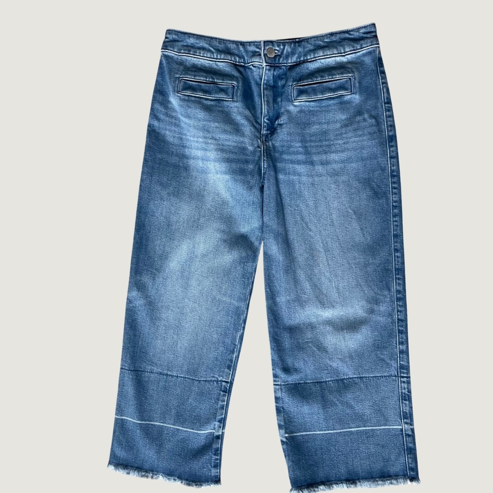 Talbots Women's 6P Blue Wide Leg Cropped Jeans Coastal Grandma Chic